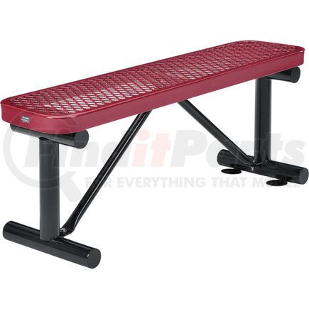 GLOBAL INDUSTRIAL 695741RD Global Industrial&#8482; 4 ft. Outdoor Steel Flat Bench - Expanded Metal - Red