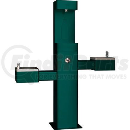 Global Industrial 761220GN Global Industrial&#8482 Outdoor Bottle Filling Station w/ Bi-Level Drinking Fountain, Green