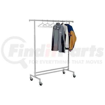 Amko Displays LLC. K43 Single Hangrail Rolling Clothes Rack (K43) - Heavy Duty Square Tubing - Chrome