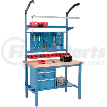 Global Industrial 319297BL Global Industrial&#153; 48"W x 30"D Production Workbench - Maple Square Edge Complete Bench - Blue