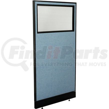 Global Industrial 694695WNBL Interion&#174; Office Partition Panel with Partial Window & Raceway, 36-1/4"W x 76"H, Blue