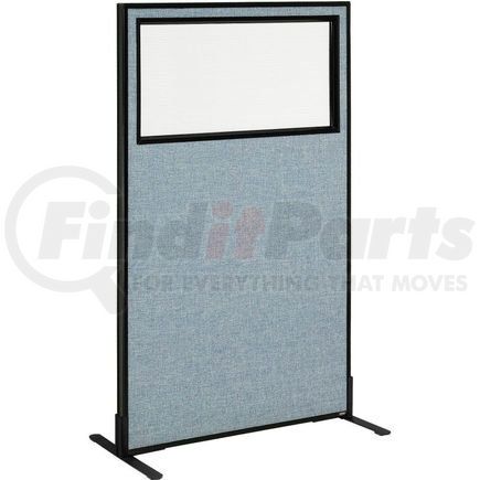 Global Industrial 694675WFBL Interion&#174; Freestanding Office Partition Panel with Partial Window, 36-1/4"W x 60"H, Blue