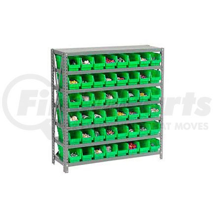 Global Industrial 603430GN Global Industrial&#153; Steel Shelving with 48 4"H Plastic Shelf Bins Green, 36x12x39-7 Shelves