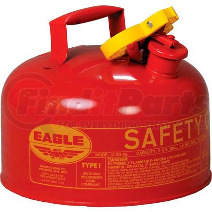 JUSTRITE UI-20-S Eagle Type I Safety Can - 2 Gallons - Red, UI-20-S