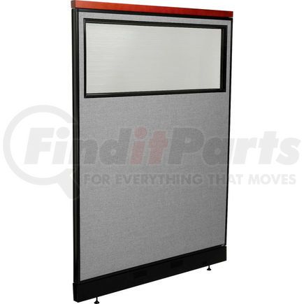 Global Industrial 694700WNGY Interion&#174; Deluxe Office Partition Panel w/Partial Window & Raceway 48-1/4"W x 65-1/2"H Gray