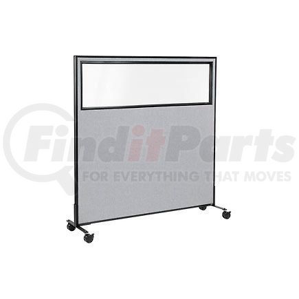 Global Industrial 694986MGY Interion&#174; Mobile Office Partition Panel with Partial Window, 60-1/4"W x 63"H, Gray