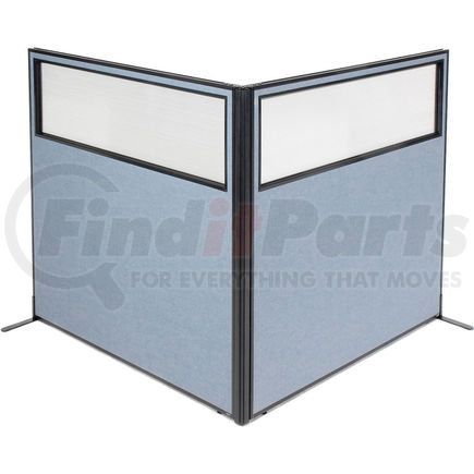 Global Industrial 695104BL Interion&#174; Freestanding 2-Panel Corner Room Divider w/Partial Window 60-1/4"W x 60"H Panels Blue