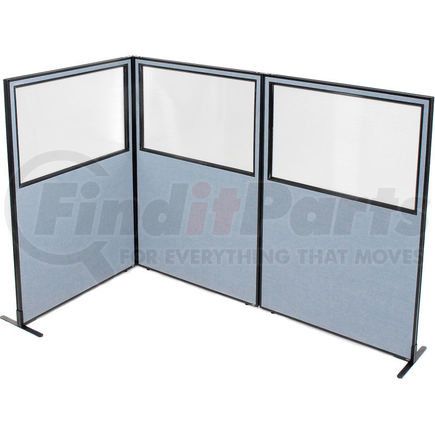 Global Industrial 695048BL Interion&#174; Freestanding 3-Panel Corner Room Divider w/Partial Window 48-1/4"W x 72"H Panels Blue