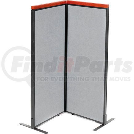 Global Industrial 695065GY Interion&#174; Deluxe Freestanding 2-Panel Corner Room Divider, 24-1/4"W x 61-1/2"H Panels, Gray