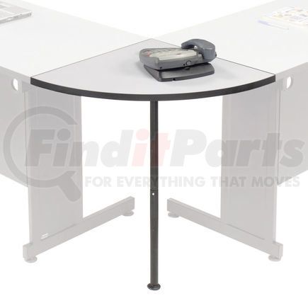 Global Industrial 695298GY Interion&#174; Rounded Corner Tabletop with Support Post, 24" Radius, Gray