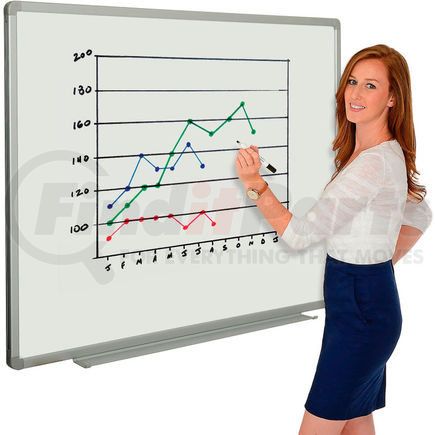 Global Industrial 695477 Global Industrial&#8482; Porcelain Dry Erase Whiteboard - 48 x 36 - Aluminum