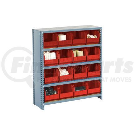 Global Industrial 603266RD Global Industrial&#153; Steel Closed Shelving - 42 Red Plastic Stacking Bins 11 Shelves - 36x12x73