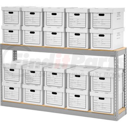 Global Industrial 130154 Global Industrial&#8482; Record Storage With Boxes 72"W x 15"D x 36"H - Gray