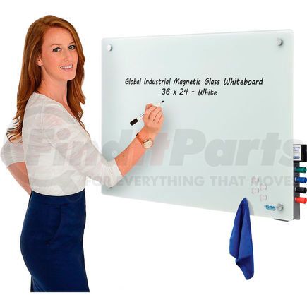 Global Industrial 695497 Global Industrial&#8482; Magnetic Glass Whiteboard - 36 x 24 - White