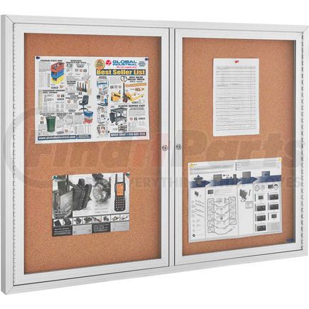 Global Industrial 695482 Global Industrial&#8482; Enclosed Cork Bulletin Board - 48"W x 36"H - 2 Door