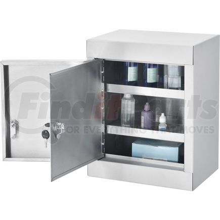 Global Industrial 436952SS Global Industrial&#8482; Stainless Steel Narcotics Cabinet W/Double Door/Double Lock, 12"Wx8"Dx15"H