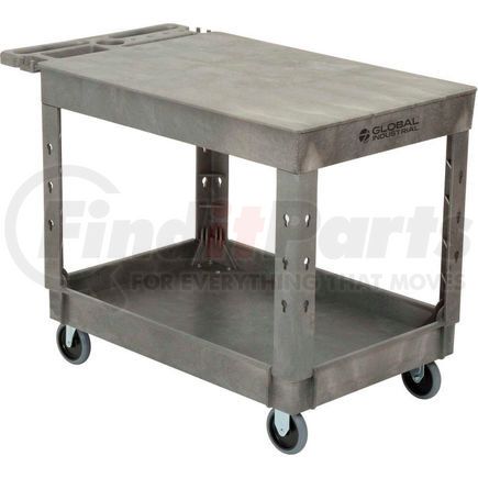 Global Industrial 800298 Global Industrial&#153; Flat Top Plastic Utility Cart, 2 Shelf, 44"Lx25-1/2"W, 5" Casters, Gray