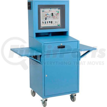 Global Industrial 239115CBL Global Industrial&#8482; Mobile Security LCD Computer Cabinet Enclosure Complete Bundle, Blue
