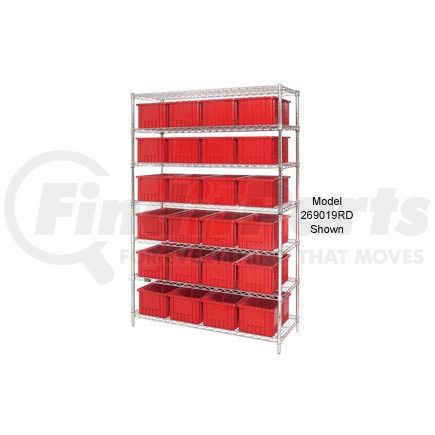 Global Industrial 269018RD Global Industrial&#153; Chrome Wire Shelving With 36 6"H Grid Container Red, 48x18x74