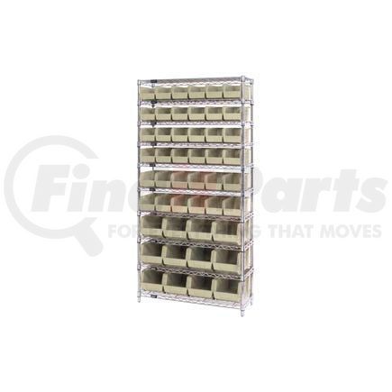 Global Industrial 268925BG Chrome Wire Shelving With 48 Giant Plastic Stacking Bins Ivory, 36x14x74