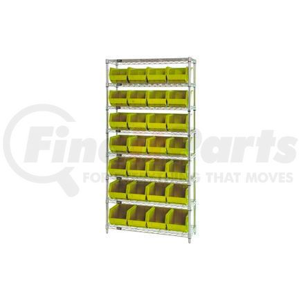 Global Industrial 268926YL Chrome Wire Shelving With 28 Giant Plastic Stacking Bins Yellow, 36x14x74