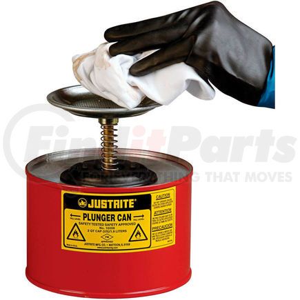 Justrite 10208 Justrite Safety Plunger Can - 2 Quart Steel, 1020-8