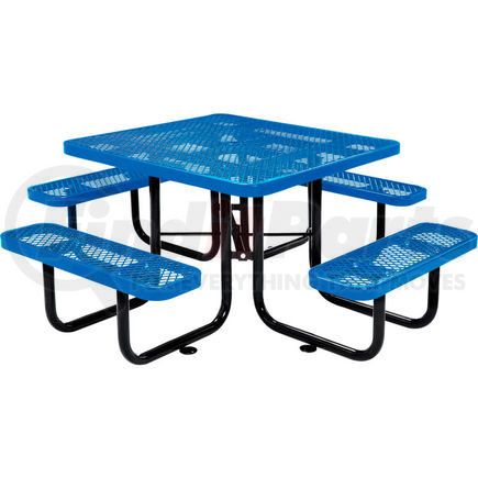 GLOBAL INDUSTRIAL 277151BL Global Industrial&#153; 46" Square Outdoor Steel Picnic Table, Expanded Metal, Blue