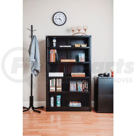 Global Industrial 277441BK Interion&#174; All Steel Bookcase 36" W x 12" D x 60" H Black 5 Openings