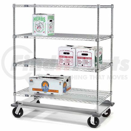 Global Industrial 241978 Nexel® E-Z Adjust Wire Shelf Truck with Dolly Base 60x18x70 1600 Lb. Cap.