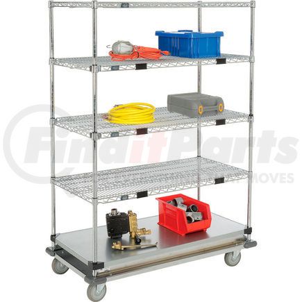 Global Industrial 558825A Nexel&#174; Open Sided Wire Stock Picker Truck 4 Wire 1 Galvanized Shelf 1000 Lb Cap 48x24x69