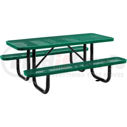 GLOBAL INDUSTRIAL 277152GN Global Industrial&#153; 6 ft. Rectangular Outdoor Steel Picnic Table, Expanded Metal, Green