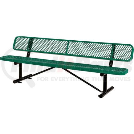 Global Industrial 277155GN Global Industrial&#8482; 8 ft. Outdoor Steel Bench with Backrest - Expanded Metal - Green