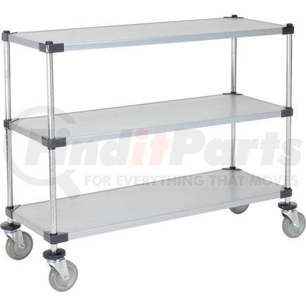 Global Industrial 188888 Nexel&#174; Adjustable Solid Galvanized Shelf Cart 48x18 3 Shelves 800 Lb. Cap