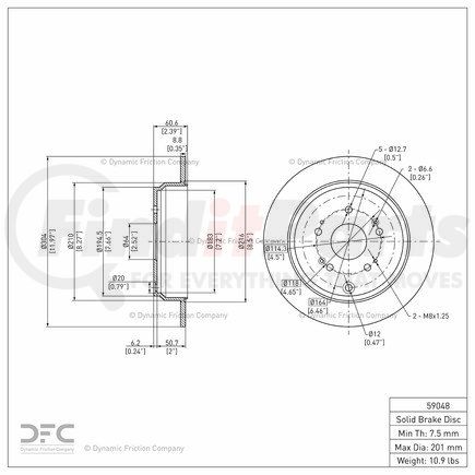 Dynamic Friction Company 600-59048 Disc Brake Rotor