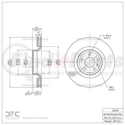 Dynamic Friction Company 604-54078 GEOSPEC Coated Rotor - Blank