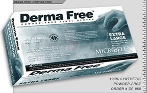 Microflex DF850M Derma Free® Powder-Free Vinyl Examination Gloves, Clear, Medium