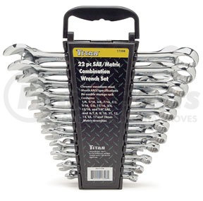 Titan 17398 Standard & Metric Combination Wrench Set, 22 pc