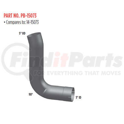 Grand Rock PB-15073 Exhaust Elbow - 90 Degree, 5" Pipe Inlet/Outlet Diameter, for 1985-2007 Peterbilt 379