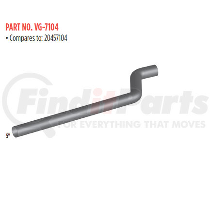 Grand Rock VG-7104 Exhaust Pipe - Aluminized, 5" Length, 2 Bend OD/OD