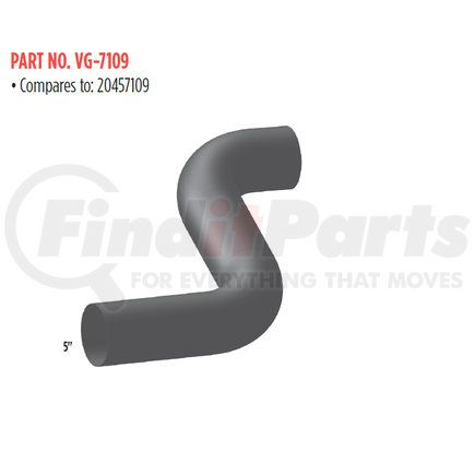 Grand Rock VG-7109 5" 2 BEND MID PIPE ALUMINIZED