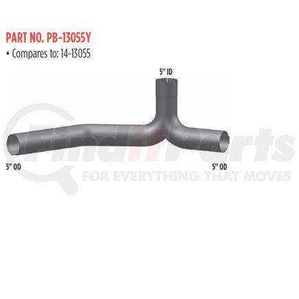 Grand Rock PB-13055Y 5"  PETE 379 Y-PIPE ALUMINIZED