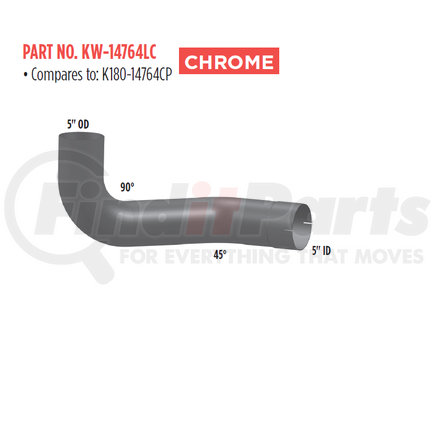 Grand Rock KW-14764LC REP: K180-14764CP MUFFLER INLET B MODEL LEFT 5"