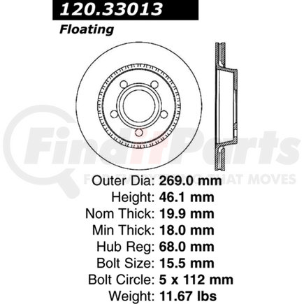Centric Parts 120.33013 Premium Brake Rotor with E-Coating