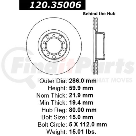Centric Parts 120.35006 Premium Brake Rotor with E-Coating