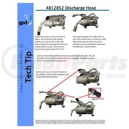 Global Parts Distributors 4812852 A/C Refrigerant Discharge Hose Global 4812852