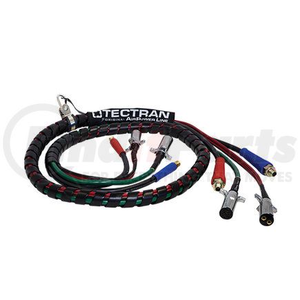Tectran 37302 Air Brake Hose and Power Cable Assembly - 12 ft. 4-in-1, Horizontal Dual Pole, Dual Cable