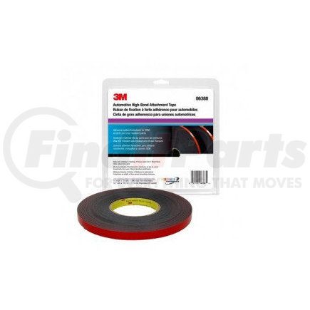 3M 06388 Automotive Acrylic Plus Premium Attachment Tape , Black, 1.12 mm, 1/2 in x 20 yd, 12 rolls per case