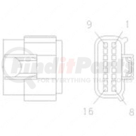 Freightliner 23-13153-056 Plug - 16 Cavity, Apex150S, Fci, Gray, B