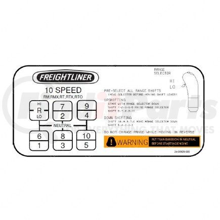 Freightliner 24-00925-005 Multi-Purpose Decal - Shift Pattern