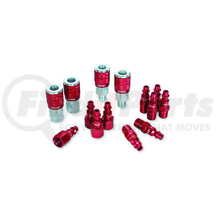 Legacy Mfg. Co. A73458D ColorConnex Type D, 14pc, 1/4" Body Coupler and Plug Kit red anodized